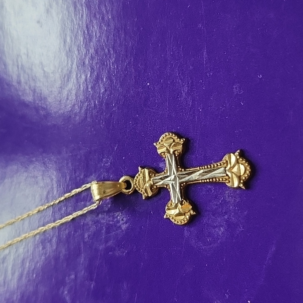 Crucifix Necklace 10K Two-Tone Gold